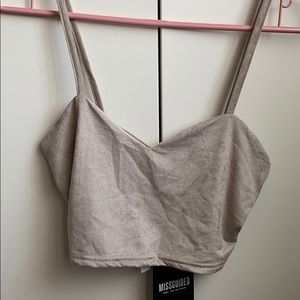 NWT Missguided Grey Suede Crop Top